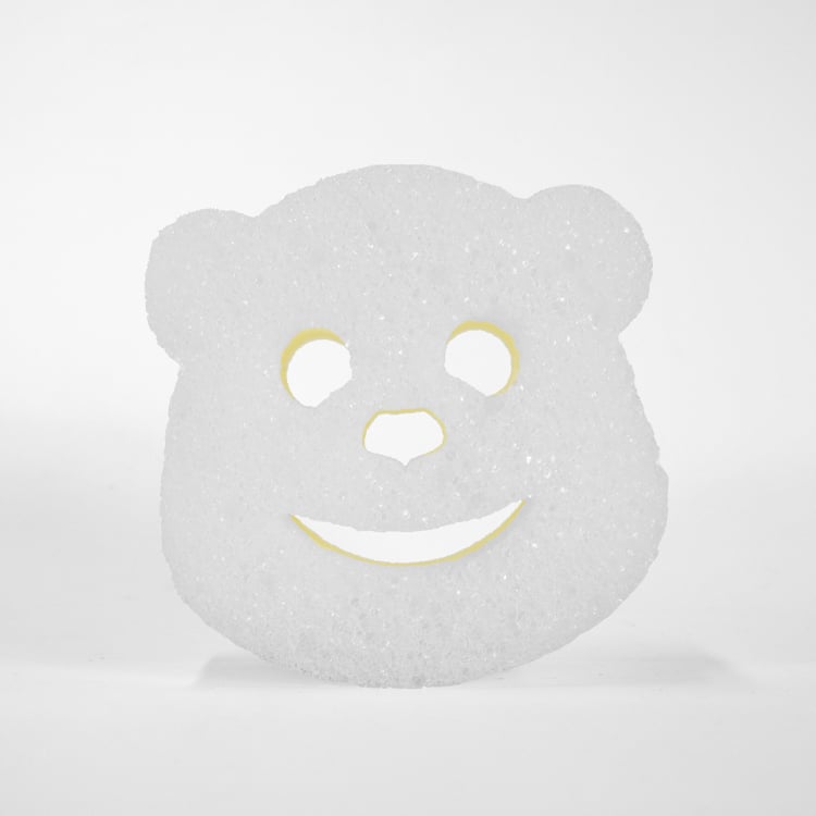 Front View of Scrub Mommy polar bear shaped sponge